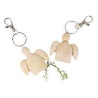 Guardian angel key ring handmade from lime wood