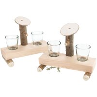 Schnapsbrunnen aus Holz roh mit zwei Schnapsgläser