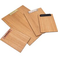 Holz Klemmbrett aus Eiche FSC® geölt DIN A4 - Briefklemme Schwarz -