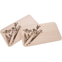 Schneidebrett FSC® Erle 22,5 x 12,5 cm - Skifahrer