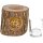 Wooden lantern with bark and backlit motif - Edelweiss mood chandelier