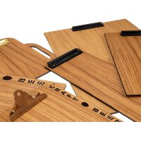 Holz Klemmbrett aus Eiche FSC® geölt DIN A4 Sonderformat - Briefklemme Schwarz -