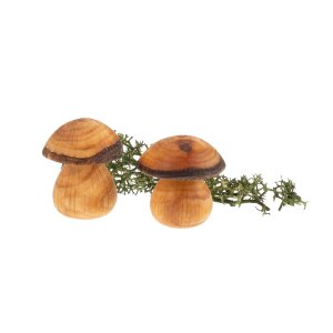 Handgedrechselte Pilze aus geölter Erle - natürliche Holzdekoration ca. 2,5 cm