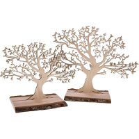 Holz Geldbaum auf Rustikalem Erle Sockel mit Natürlicher Rinde - 26x23 cm