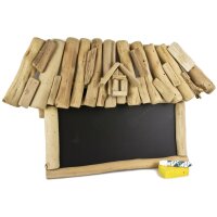 Rustic chalkboard made of driftwood - house-shaped and...