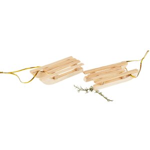 Hand-carved Christmas tree decoration | Small sleigh made of lime wood