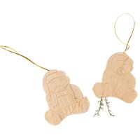 Hand-carved Christmas tree decoration | Teddy bear made...