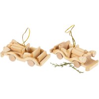 Hand-carved Christmas tree decorations | Vintage car made...