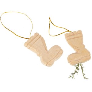 Handgeschnitzter Weihnachtsbaumschmuck | Nikolaus Stiefel aus Lindenholz