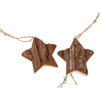 Christmas ornament with bark - star design - 8 x 8 cm,...