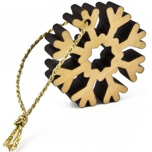 Geölter Erle Weihnachtsanhänger Schneeflocke mit Goldband